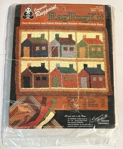 Suzanne McNeill RUGPOINT RAG RUG KIT Canvas Country Houses Primitive Folk Art - Picture 1 of 3