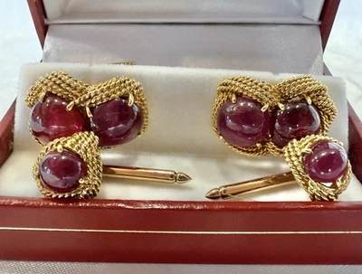 MAGNÍFICO PAR DE GEMELOS Y TACHUELAS DAVID WEBB 18K Y 14K *IMPRESCINDIBLE VER* Foto 1 de 4