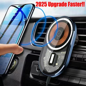 Wireless Fast Car Charger Magnetic Mount Holder For Magsafe iPhone 16 15 Samsung - Picture 1 of 20
