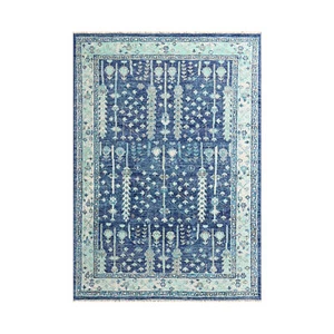 5'1''x7'7'' Blue Hand Knotted Traditional Oushak Arts & Crafts Wool Area Rug - Picture 1 of 7