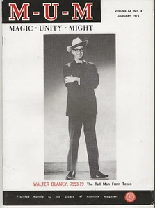 MUM Magazine Magic Unity Might January 1975 Vol. 64 No.8 Magician WALTER BLANEY - Picture 1 of 1