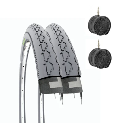 ECOVELÒ 2 COPERTONI 24 x 1 3/8 + CAMERE GRIGIO SEDIA A ROTELLE DISABILI GOMMA PNEUMATICO