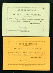 due biglietti d'ingresso al ballo del COMUNE DI VESTIGNE' del 187.. - Imagen 1 de 2