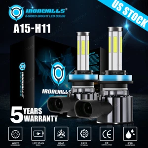 6-Sides H11 LED Headlight Low Beam Bulbs 6500K White For 2008-2014 Cadillac CTS - Picture 1 of 12