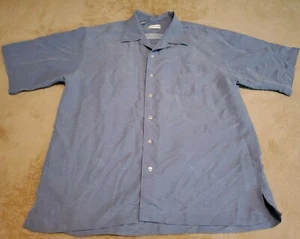Troon North Cutter & Buck Mens LARGE button shirt blue short sleeve Hawaiian - Picture 1 of 7