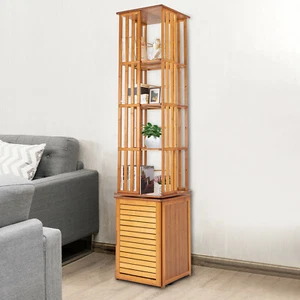360° Rotating Bookshelf Wood Bookcase Storage Shelf Freestanding Display Rack - Picture 1 of 16