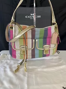 Coach Poppy Legacy Striped Sequined Colorful Hippie Crossbody Purse 19025 NWT - Picture 1 of 16