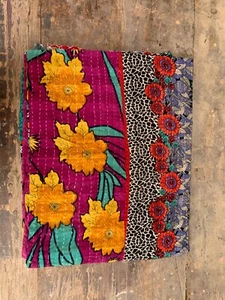 Floral Bedspread Winter Printed Indian Blanket Handmade Sleep Mat Counterpane - Picture 1 of 1