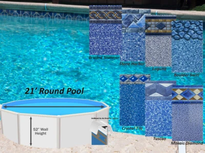 Forro de piscina calibre 25 Unibead redondo 21' x 52" - (elige patrón) Foto 1 de 4
