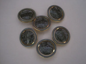 6 große Knöpfe Ösenknöpfe Metall /Kunststoff, 28 mm blau marmoriert - Bild 1 von 4
