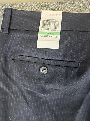 DOCKERS Womens Size 8 Gray Black Striped Print Flare Trouser Leg Pants NWT - Image 1 of 4