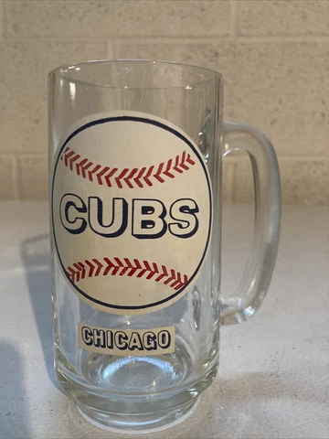 Vintage Chicago Cubs Glass Beer Stein Cover