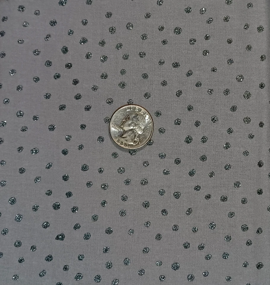 Gray w/ Glitter Dots Cotton Fabric Quilting Apparel Fashion 18" x 43" - Image 1 of 1