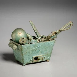 Found Objects Patinated Lightbulb Industrial Sculpture Modern Assemblage Art - Picture 1 of 4