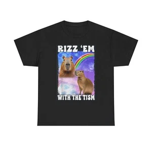 rizz em with the tism Whimsical Animal T-Shirt for Fun Lovers, Capybara Fans - Bild 1 von 5