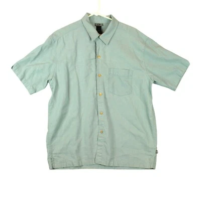 REI Short Sleeve Button Shirt Mens Large Green Front Pocket Outdoors Hemp Blend - Image 1 of 4