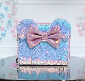 Loungefly Disney Minnie Mouse Ears Holographic Sequin Wallet NEW - Picture 1 of 4