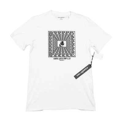 Camiseta manga corta Karl Lagerfeld para hombre con logotipo de caja blanca gráfico cuello redondo Foto 1 de 3