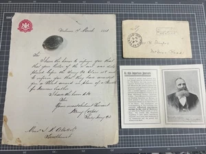 ORIGINAL HANDWRITTEN LETTER GREAT EXHIBITION MELBOURNE 1880 BADGE ABBOTT BENDIGO - Picture 1 of 11