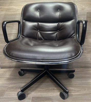 Silla ejecutiva vintage Knoll Charles Pollock 1986 cuero marrón giratoria/inclinable Foto 1 de 4