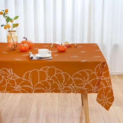 Fall Tablecloth Rectangle Fall Orange Thanksgiving Pumpkins Table Cloth 60 x 84 - Image 1 of 4
