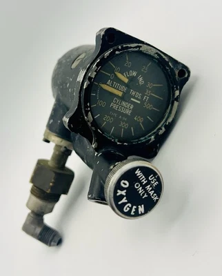 Medidor de avión regulador de oxígeno vintage Bendix Aviation A-9A Segunda Guerra Mundial Foto 1 de 4