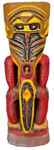 HandCarved CracklePaint Northwest Native Aztec Inka Wood Carving Bird Chief 10" - Picture 1 of 14