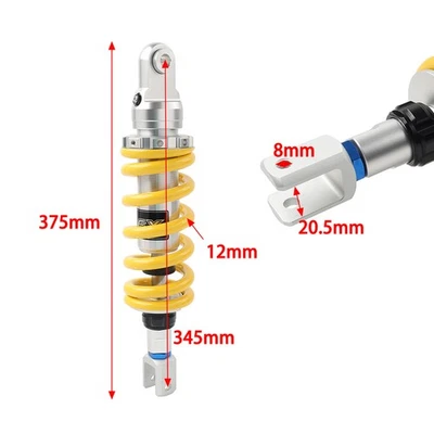 Gold 20.5MM Clevis 345MM Rear Shock Absorber For Honda NX650 DOMINATOR 1988-1994 Foto 1 de 4