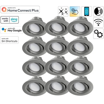 12x Hama WiFi LED Einbaustrahler 5W / 32W Nickel WLAN Einbauspot App-Steuerung - Bild 1 von 4