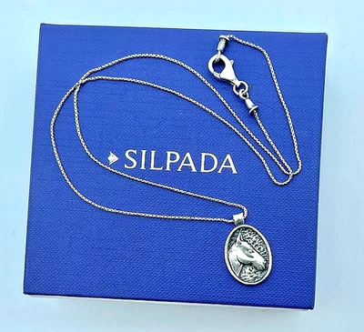 Vintage Silpada 925 Sterling Silver Horse Head Equestrian Pendant Necklace N2028 - Image 1 of 4