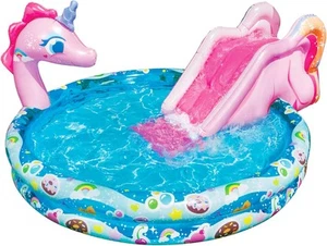 BANZAI Spray 'N Splash Unicorn Pool, Length: 78 in, Width: 60 in, Height: 32 in - Picture 1 of 10