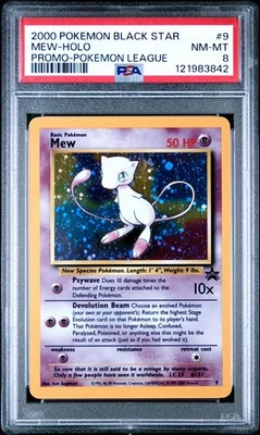 SWIRL PSA 8 2000 Pokemon League Black Star Promo #9 MEW Holo Graded NM-MT Card - Image 1 of 2