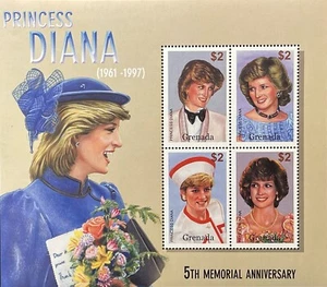 GRENADA PRINCESS DIANA 5th MEMORIAL ANNIVERSARY STAMPS SHEET 2002 MNH ROYALTY - Picture 1 of 1