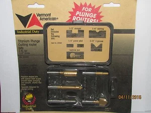 5 pc. TITANIUM PLUNGE CUTTING ROUTER BIT SET Vermont American 22990 - Picture 1 of 2