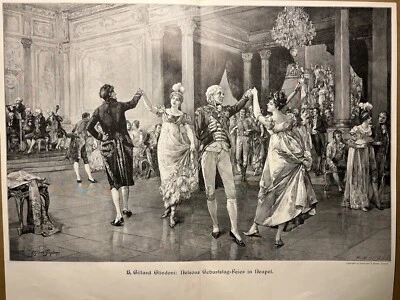 Antik Illustration 1893 NELSON GEBURTSTAG FEIER IN NEAPEL Kunstdruck Holzschnitt - Bild 1 von 4