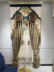 Custom High-end villa bedroom jacquard coffee cloth curtain valance drape C1575 - Picture 1 of 12