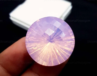 Rose Quartz 62 Carat Round Checkerboard Cut Loose Gemstone Pink Color - Image 1 of 4