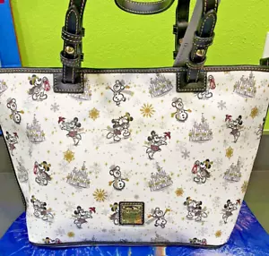 Disney Dooney & Bourke Christmas Tote Winter Wonderland WDW Parks White Holiday - Picture 1 of 9
