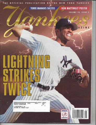 Mariano Rivera 1997 New York Yankees Magazine with Don Mattingly pullout poster Cover