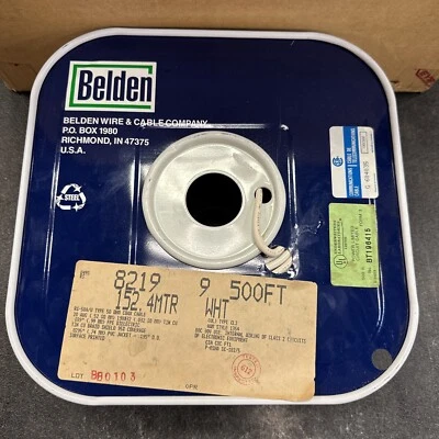 Belden - RG58A/U Blanco Tipo 50 Ohmios Cable Coaxial - 500FT 20 AWG Estaño Cu Braid Shield Foto 1 de 4