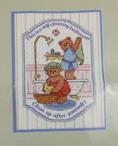 Dimensions 1989 Bathtub Bears 9"x12" Cross Stitch #3100 - Picture 1 of 3