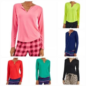 Jenni Women's Ribbed Split-Neck Long Sleeve Pajama Sleep Top, Sizes/ Colors - Picture 1 of 11