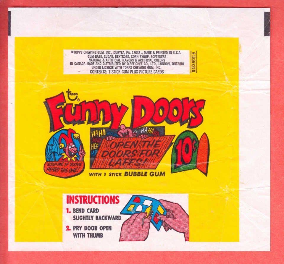 1970  TOPPS  FUNNY DOORS  10 Cents  WAX WRAPPER  NM/MT - Image 1 of 1