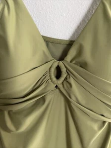 Antonio Melani gepunktetes gerafftes Ring Tankini Schwimmen Oberteil Gr XS $ 78 pistaziengrün - Bild 1 von 5