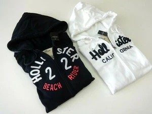 Hollister Hoodie Gr 40-42 Damen Mädchen weiß schwarz Sweatjacke Kapuzenjacke NEU - Bild 1 von 5