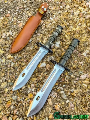 DAMASKERUS 13.5" Military Survival Rambo Fixed Blade Hunting Knife Bayonet Tactical Bowie