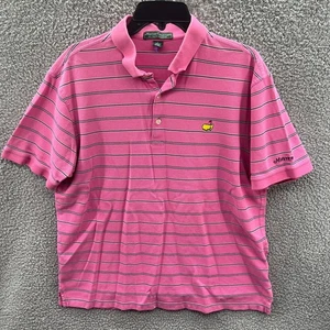 Masters Collection Mens Golf Polo Shirt Pink Striped Mercanized Cotton Large - Picture 1 of 18