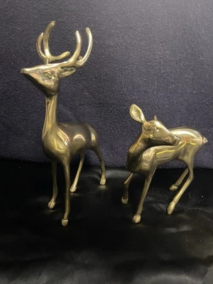 Juego De Colección De 2 Ciervos Ciervo Ciervo Buck & Doe Reno - Navidad 6.5" y 9.5" Alto Foto 1 de 4