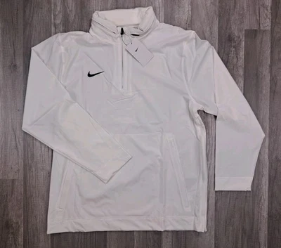 Chaqueta de Entrenador Ligera Nike 1/4 Cremallera LS Con Capucha Blanca Para Hombre Talla Pequeña NUEVA Foto 1 de 4