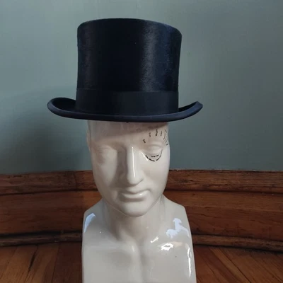 Vintage P&C Habig Men's Black Silk Top Hat 7 1/8 Made in Austria w/ Box Amazing! - Image 1 of 4